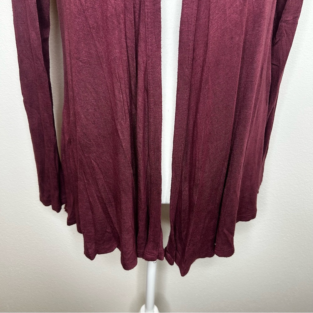 B Collection by Bobeau Womens Burgundy Open Front Lightweight Cardigan Size S - Picture 3 of 9